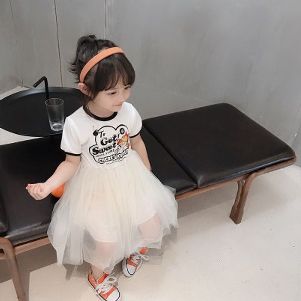 

girls dress girls new short sleeve stitching princess dresses children summer skirts kids fashion designer a-line shirt 2020 new, Red;yellow