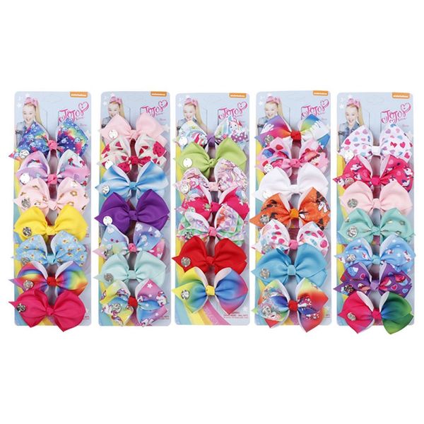 

7pieces/set jojo siwa bows 3.5inch large ribbon bows with clips for kids girls boutique solid hair clips party hair accessories, Black