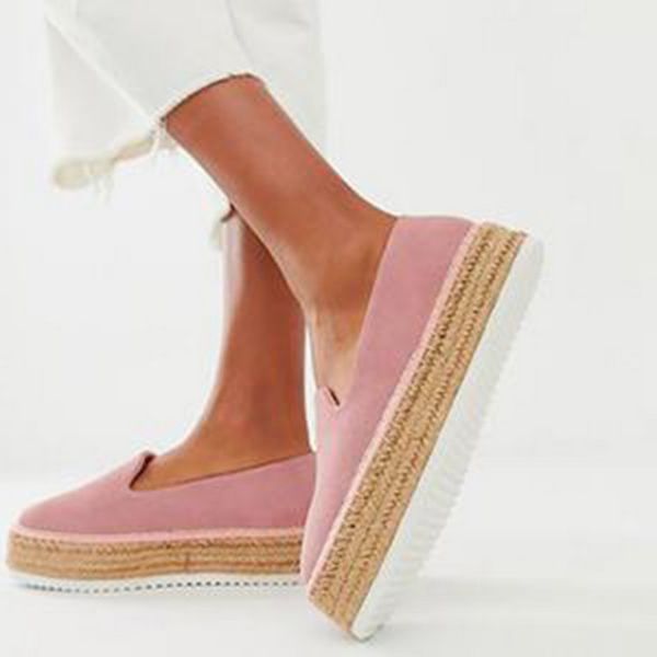 

adisputent women faux suede espadrilles shoes slip-on loafer casual platform flats 2019 ballet flats ladies shoe zapatos mujer, Black
