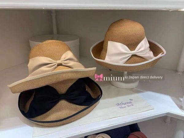 

женские большие стреха соломенная соломенная с бантом солнцезащитный козырек пляж шляпа складной зонт шляпа, Blue;gray