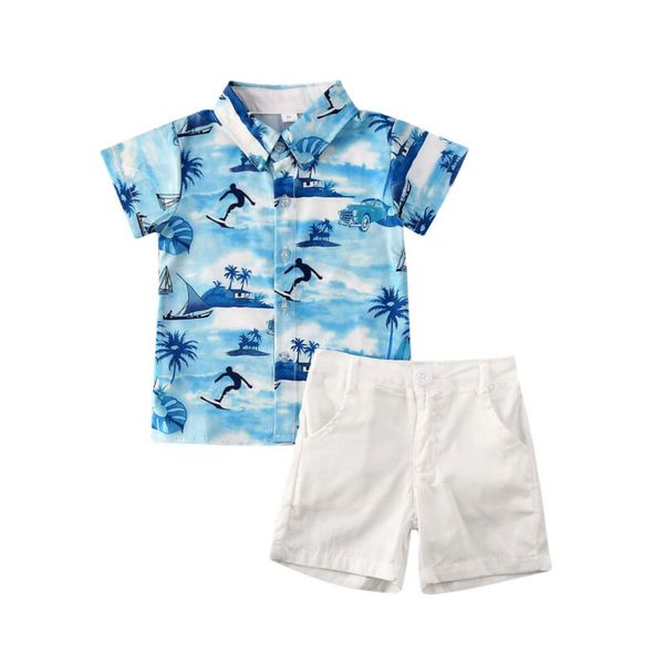 

Pudcoco Toddler Newborn Kids Baby Boy Clothes Short Sleeve Print shirt Tops+Shorts Pants 2pcs Children Beach Outfits Set