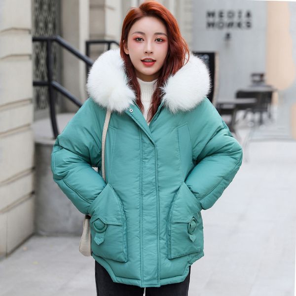 

new arrival 2019 women winter jacket hooded with fur cotton padded female coat warm thicken short parka, Tan;black