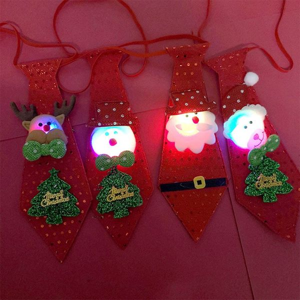 

1pcs led light flashing bow tie party creative tie party dance decor christmas halloween navidad 4 styles