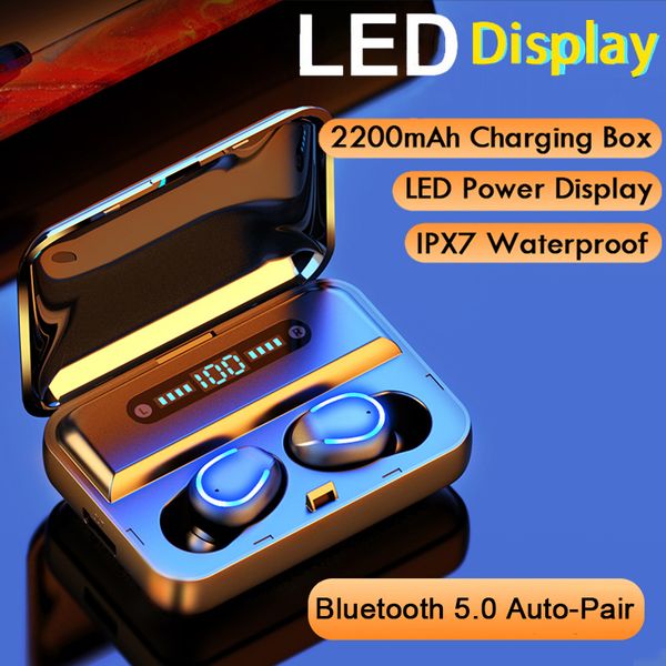 

wireless bluetooth earphones led display wireless headphones hifi wireless earbuds bluetooth 5.0 sports headset with microphone