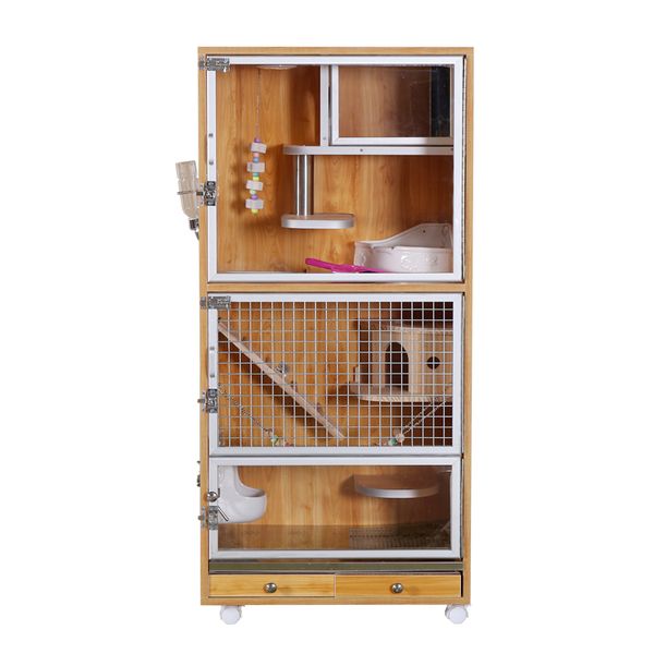

chinchilla cabinet solid wood natural eco-board villa pet cat aluminum alloy door