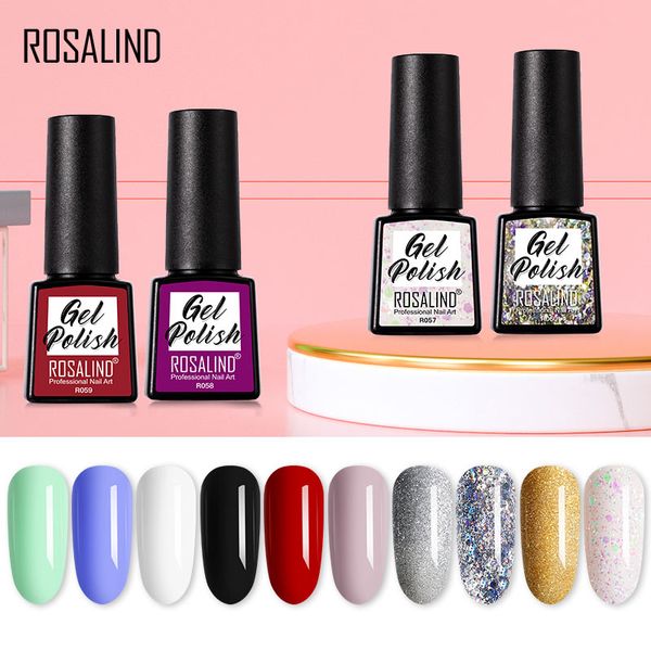 

nail gel rosalind 7.3ml polish soak off uv lakiery hybrydowe for manicure need base coat nails 60 colors, Red;pink