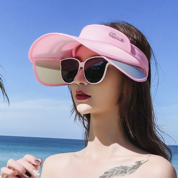 

all-match women's outdoor screen uv-proof all women's sun travel empty hat pull board all-match sun hat, Blue;gray