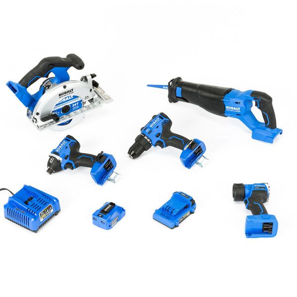 

New in box kobalt 6 tool 24 volt max lithium ion bru hle cordle combo kit