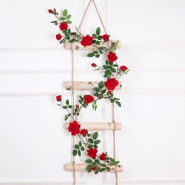 

1.8m artificial rose flowers garland silk red rose vines hanging ivy plants for wedding home office decoration