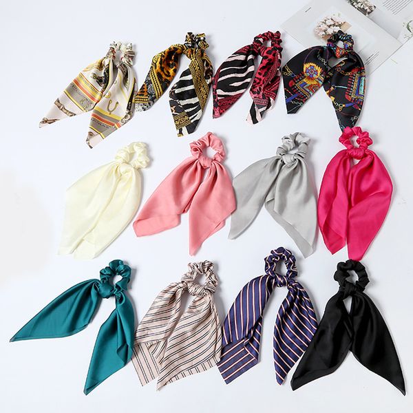 

woman's hair band hair ties bow girl scrunchie cute elastic ribbon rope leopard dot print soft solid color accessories