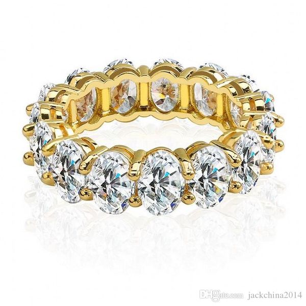 

2020 new arrival stunning vintage fashion jewelry 925 sterrling silver&gold fill white z party eternity women wedding bridal ring, Slivery;golden