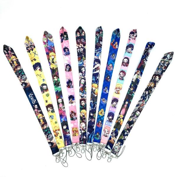 

anime demon slayer: kimetsu no yaiba lanyard id badge holder key neck strap, Silver