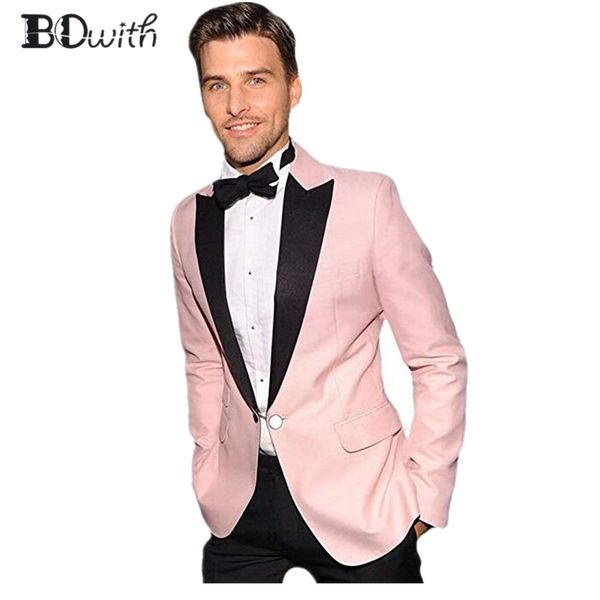 

pink wedding men suit collar slim fit 2 pieces (jacket +pant) for wedding groom tuxedos formal suits custom made, White;black