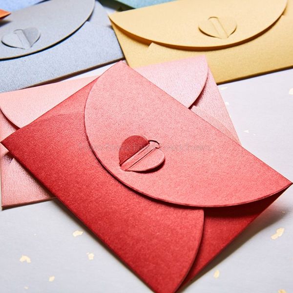 

10pcs blank mini heart buckle retro paper envelopes wedding party invitation envelope for letter greeting cards au17 19