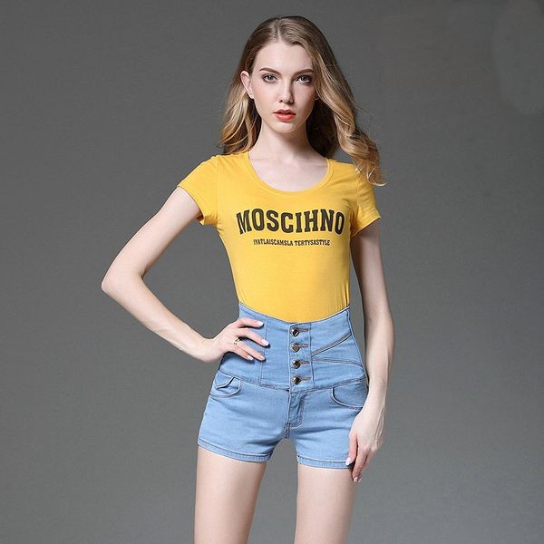 

new design button summer girdle youthful beautiful girl tight paris fashion high-end fabric exotic nightclub casual denim shorts, White;black