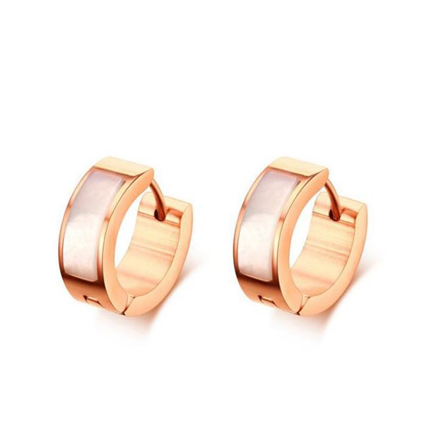 

charm 16.5mm stainless steel circular colorful shell earrings for women rose gold plating fashion jewelry womens accessories, Golden