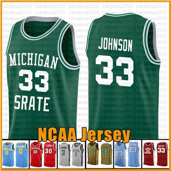 

33 earvin johnson basketball jersey university of michigan srate ncaa college jerseys green white, Black