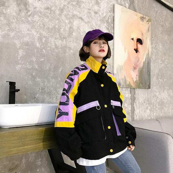 

2019 new spring autumn korean oversize short coat women female loose bf tooling jacket girls outerwear x562, Black;brown