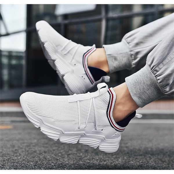 

2020fashion men sneakers running shoes net shoe elastic fabric flying weave light breathable comfortable increase walking 38-46