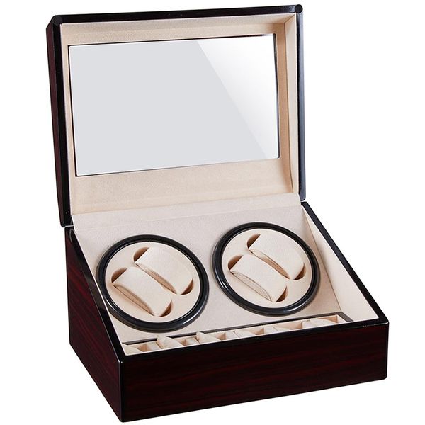 

watchwinder box wooden automatic watch winder uhrenbeweger for 10 slots mechanical winding case motor remontoir montre shaker, Black;blue