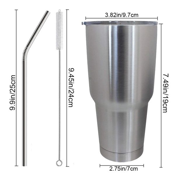 

stainless steel tumbler cup with lid straw 30 oz double wall vacuum flask insulated beer cup drinking thermoses coffee other dinnerware