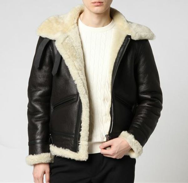 

men's genuine leather coat woolen lining liner real sheepskin pilot jacket warm thick clothing for winter black plus 3xl