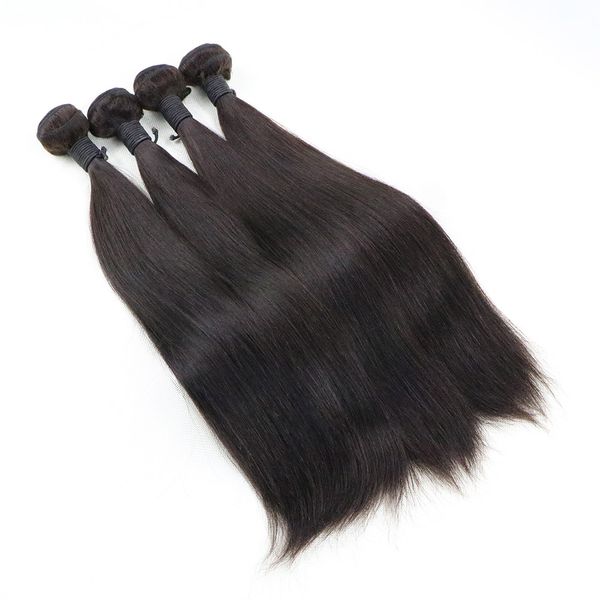 

silky straight unprocessed virgin peruvian hair weave weft medium brown human hair weaving extensions 4 bundles deal, Black