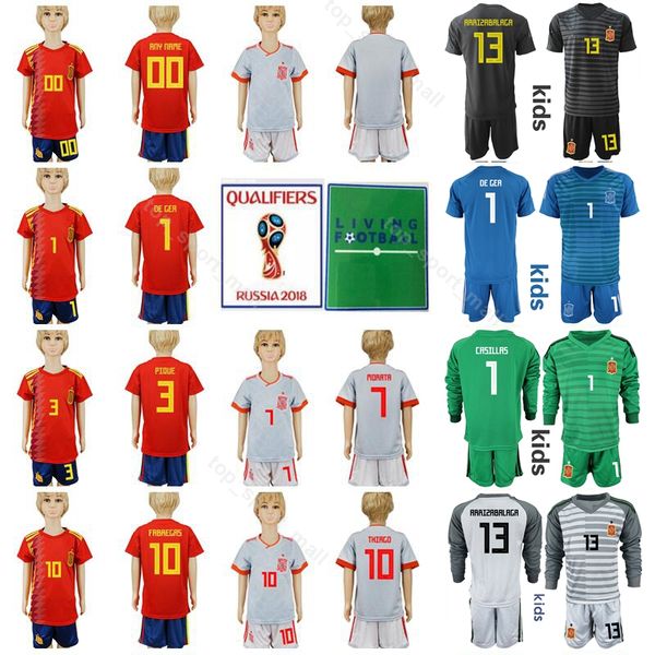 

Spain youth occer jer ey et children 2019 2020 pique bu quet thiago de ger ca illa kid football hirt kit with hort pant, Black;yellow