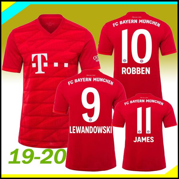 

new 19 20 bayern munich soccer jersey home red lewandowski muller 2019 2020 mailot de foot hummels tolisso james football shirt, Black;yellow