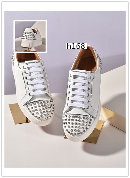 

fashion new spike sock donna flat sneakers designer mens red bottoms shoes womens rivet spiky sock junior spikes flat shoess size 37, Black