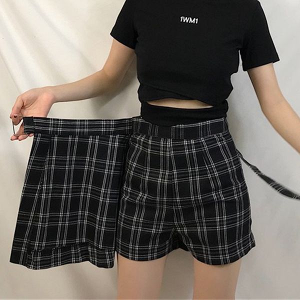 

skirts for women summer fashion skirt women high waist plaid a line skirt casual fashion student skirts shorts good quality drop shipping, Black