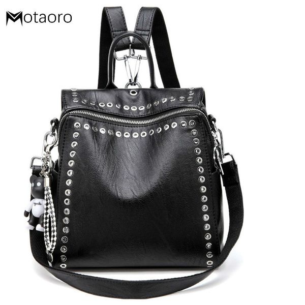 

new women leather backpack rivet school bags for teenage girls fashion female bagpack schoolbag sac feminina mochila backpacks