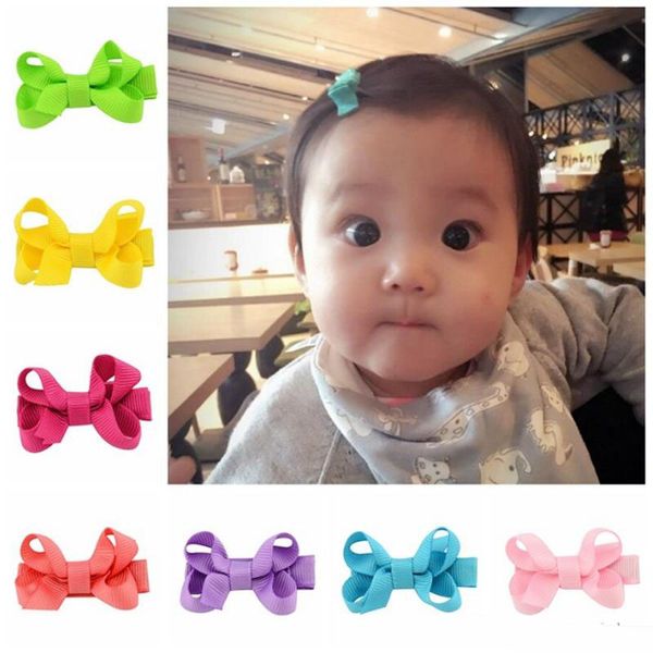 

bow hairpins ribbon lined bows with clip solid baby girl hairgrips whole wrapped safety hairclips fashion hair accessories  color, Slivery;white