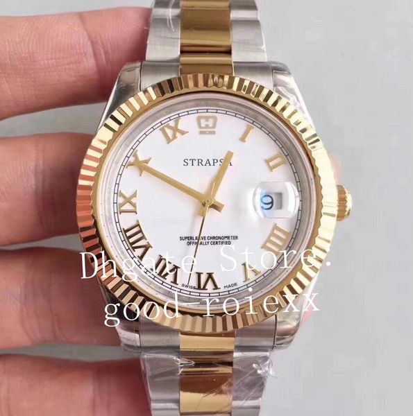 

luxury men's sapphire watch asia automatic 2813 watches men oyster white rome dial 116333 steel gold men datejust perpetual wristwatche, Slivery;brown