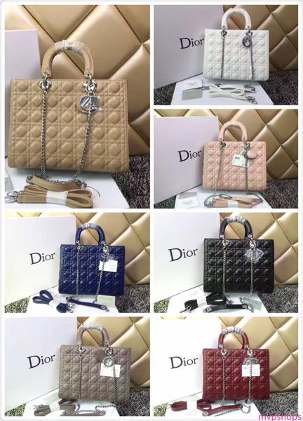 

2020 luxury quality brand design lady large plaid messenger bag genuine patent leather 7 plaid tote handbag lambskin with charms miss chain