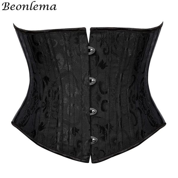 

beonlema women steel bone cincher corset waist slimming underbust fajas steampunk accessories femme xs-3xl black bustier j190701