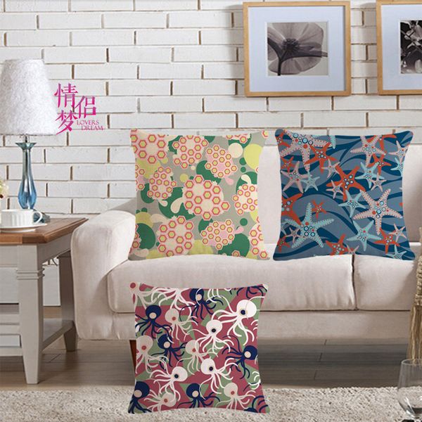 

ocean decorative pattern cotton flax pillow back cushion loose coat