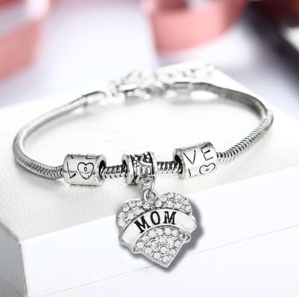 

45 types diamond love heart bracelet mom aunt daughter grandma believe hope friends crystal bracelet, Black