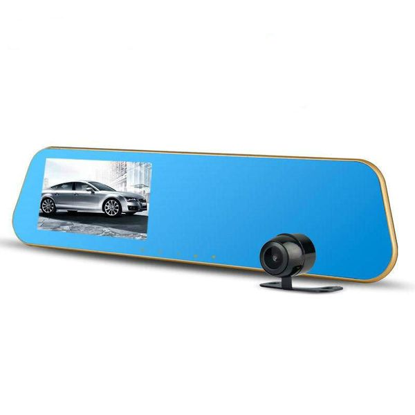 

4.3-inch car dvr high-definition night vision dual-lens car-detector gravity sensor reversing image car rearview mirror dash cam