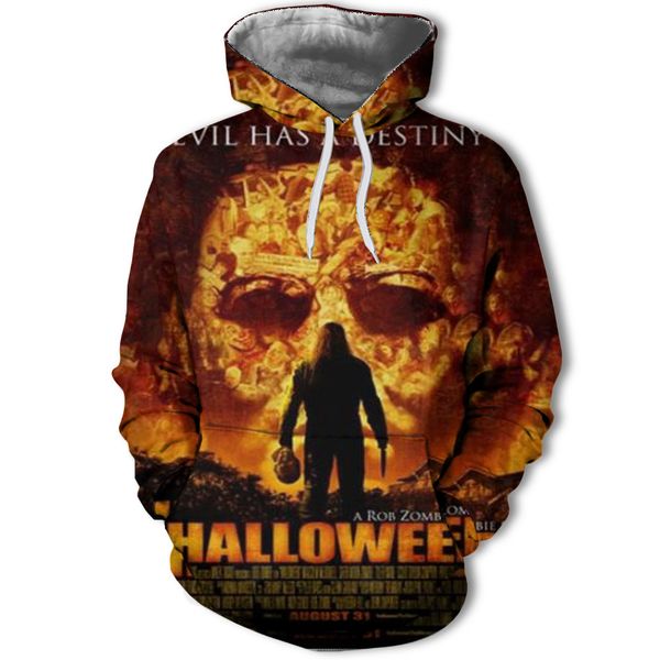 

mens designer ji chao brand horror wizard 3d digital printing hoodie, Black