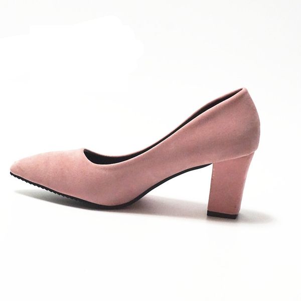 

Women's Pink Shoes 7.5 cm Block Heel sexy woman pumps Summer EUR 34 -39 Mujer Zapato Office Low Heel Femme Chaussure, Black
