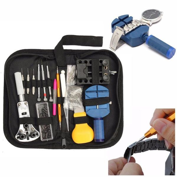 144pcs pro Satz von Reparaturtisch -Werkzeugen Watch Tools Taktreparaturwerkzeugkit Opener Link Pin Remover -Set Federstange WatchMaker