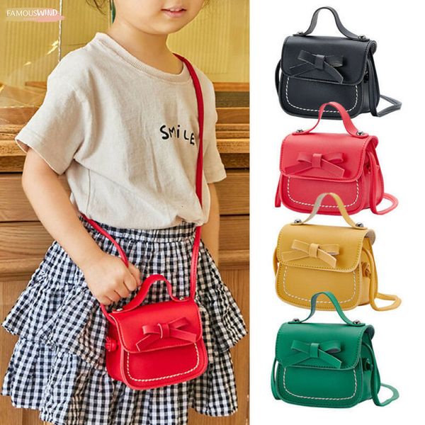 

1pc kids girls bowknot shoulder bag crossbody sling pu leather wallet handbags ladies shouler bag lovely bow design