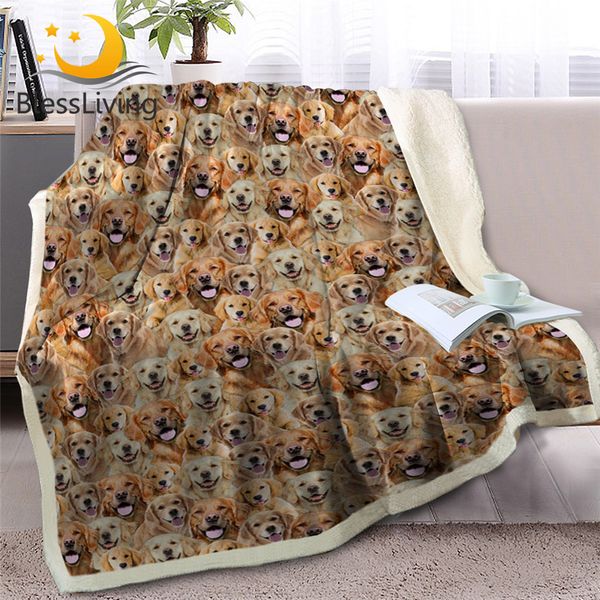 

blessliving golden retriever sherpa blanket on beds dog collection throw blanket for kids animal dog soft bedspreads 3d manta