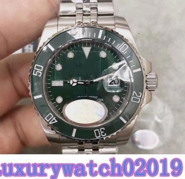 

40mm automatic mechanical date mens watches watch green bezel and dial new style 2813 bracklet watch sapphire mechanical, Slivery;brown