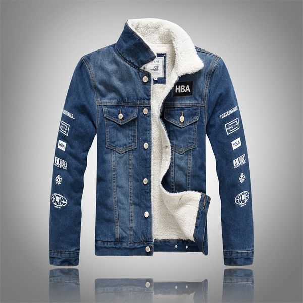 

winter style new style korean-style denim jacket fashion man slim fit thick jeans coat berber fleece hair men velvet hoodie, Black;brown