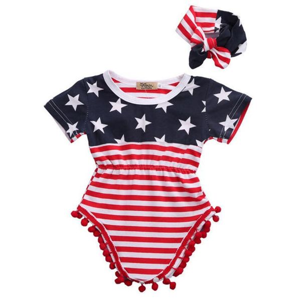 

Лето 4 июля ползунки Baby Set четвертого июля новорожденных девочек комбинезон + огол