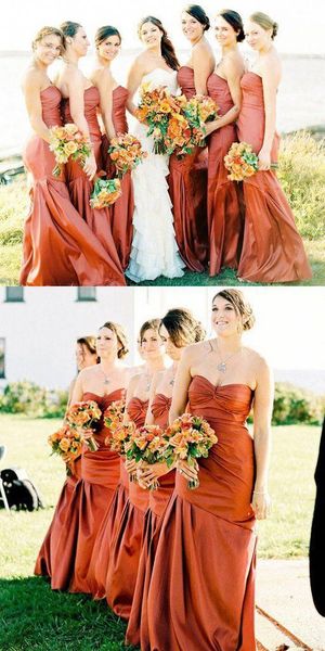 2019 New Mermaid Bridesmaids Dresses Long Pleats Ruched Strapless