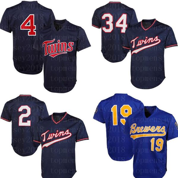 

Cheap Minnesota 4 Paul Molitor Twins Jersey 2 Brian Dozier 34 Kirby Puckett 19 Robin Yount Jersey Mens Retro Mesh Baseball Jerseys