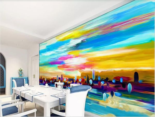 

3d room wallpaper custom p mural colorful clouds, beautiful sky, european minimalist modern living room wallpaper for walls 3 d